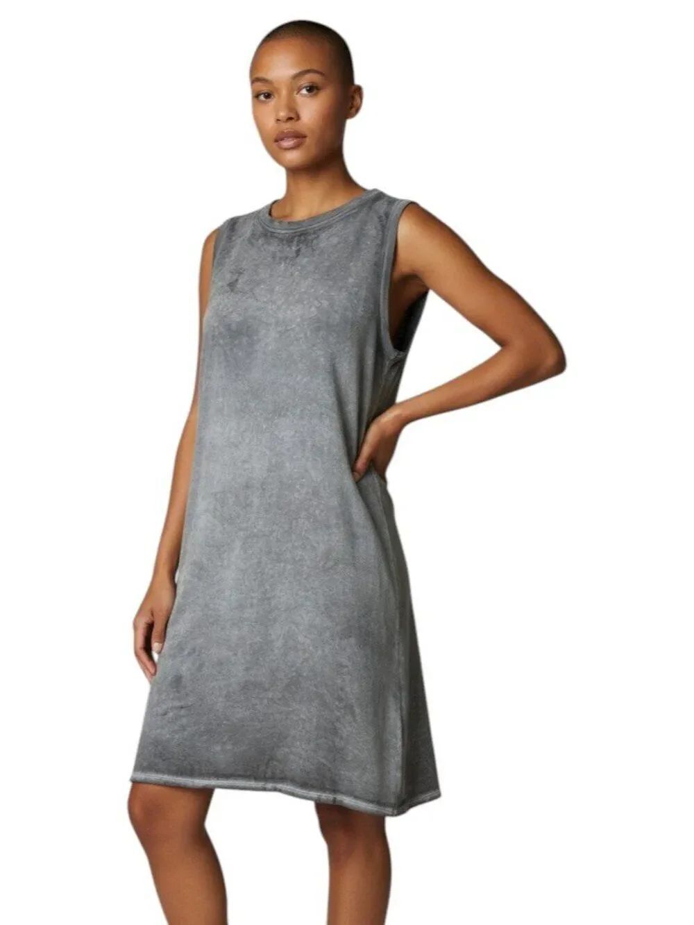AIR by Stacey Bendet Mineral Wash Tank Dress Sleeveless Gray Size Small